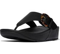 FitFlop Damen Flip Flops Lulu Resin-Buckle Leather Toe-Post Sandals JE9 All Blac