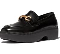FitFlop Womens Luma Chunky Snaffle Leather Demi Wedge Loafers Black 6.5