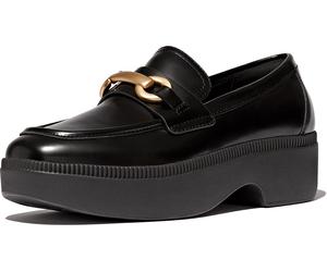 FitFlop Damen Loafer F-Luma Chunky-Snaffle Box-Leather D/Wedge Loafers HY3 Black
