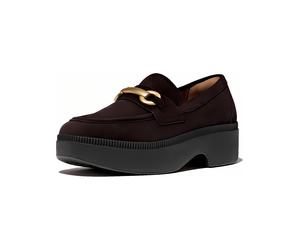 FitFlop Damen Loafer F-Luma Chunky-Snaffle Suede Demi-Wedge Loafers II8 Chocolat