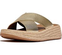 FitFlop Damen Sandalen F-Mode Espadrille Leather Flatform Cross Slides IV5 Black