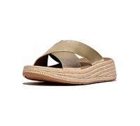 Fitflop Women's Espadrille Flatform Sandals F-Mode Leather Cross Slides - Platino UK 7