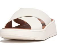 FitFlop F-Mode Leather Cross Flatform Slides Sandals, Light Tan