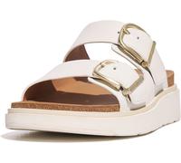 Fitflop Women's GEN-FF Buckle Two-BAR Leather Slides Sandal, White, 7 UK