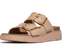 Fitflop Women's GEN-FF Buckle Two-BAR Leather Slides Sandal, White, 6.5 UK