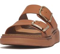 Fitflop Women's GEN-FF Buckle Two-BAR Leather Slides Sandal, White, 5 UK