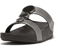FitFlop Damen Sandalen Halo Bead-Circle Metallic H-Bar Slides HJ2 Pewter Black-3