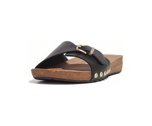 FitFlop Damen Sandalen Iqushion Adjustable Buckle Leather Slides HF1 Black-36