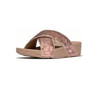 FitFlop Damen Sandalen Lulu Crinkled-Shimmer Cross Slides E1B Metallic Classic B
