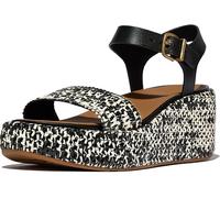 FitFlop Damen Sandalen Platfforms Woven Wedge Ankle-Strap Sandals JG1 Black/Ivor