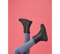 FitFlop Damen Stiefel F-Mode Leather Lace-UP Flatform Ankle Boots GM4 All Black-