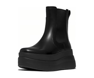 FitFlop Damen Stiefel F-Mode Stack Leather Chelsea Boots E2J All Black-37