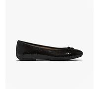 Fitflop Delicato Bow Sequin Ballet Womens Black Leather - Size UK 4