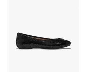 Fitflop Delicato Bow Sequin Ballet Womens Black Leather - Size UK 4