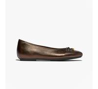 Fitflop Women's DELICATO Bow Soft Leather Ballet Flats, Metallic Chocolate Brown, 8 UK