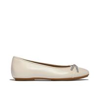 Fitflop Delicato Glitz-Bow Leather Ballet Pumps BLACK SIZE 4