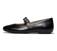 Fitflop Women's DELICATO Leather Mary Janes Flat, Black, 6.5 UK