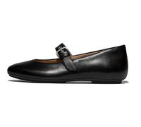 FitFlop Delicato Leather Mary Janes Womens Ladies All Black Shoes Size 4-9