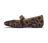 Fitflop Women's DELICATO Leopard Suede Mary Janes Flat, Chocolate Mix, 5 UK