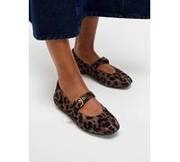 Fitflop Women's DELICATO Leopard Suede Mary Janes Flat, Chocolate Mix, 4 UK