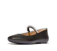 Fitflop DELICATO Pearls-and-Crystal Leather Ballet Flats Silver