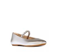 Fitflop DELICATO Pearls-and-Crystal Leather Ballet Flats Silver