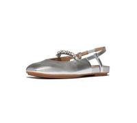 FitFlop Delicato Pearls-and-Crystal Leather Slingbacks, Silver, 8.5