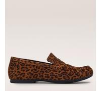 Fitflop Delicato Suede Leopard Loafer TAN,BLACK SIZE 3