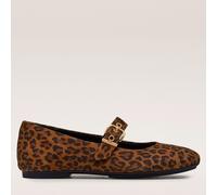 Fitflop Delicato Suede Leopard Mary-Jane TAN,BLACK SIZE 3