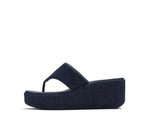 Fitflop Denim Platform Toe Post Wedge Sandals UK 6.5