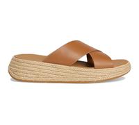 FitFlop F Mode Espadrille Flatform Cross Leather Women's Slip On Sandals - Deep Tan - Size:UK 5.5
