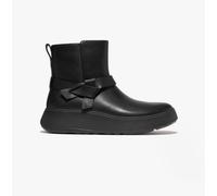 FitFlop Womens F-Mode Folded-Knot Leather Flatform Chelsea Boots Black 6