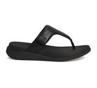 FitFlop F Mode Go Adjustable Flatform Toe Post Synthetic Leather Women's Hook and Loop Sandals - All Black - Size:UK 7
