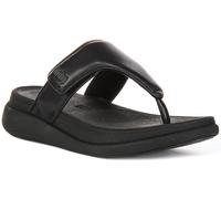 Fitflop F-Mode Go Adjustable Toe-Post Women Sandals In Black UK 3 - 8