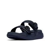 Fitflop Women's F-Mode GO BEADIE-Button ADJ. Flatform 2-BAR Slides Sandal, Navy, 7 UK