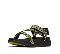Fitflop Women's F-Mode GO Leopard Adjust. Webbing Z-Strap Sandals, Lemongrass Mix, 9 UK
