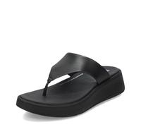 FitFlop Womens All Black F-Mode Leather Flatform Toe-Post Sandal