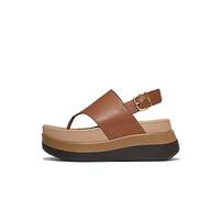 FitFlop F-mode Stack Leather Back-strap Toe-post Sandal - Deep Tan, Brown, Size 5, Women Brown