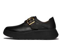 Fitflop Women's F-Mode Stitch Tumbled-Leather Monk Strap Shoes Loafer, Black, 7 UK