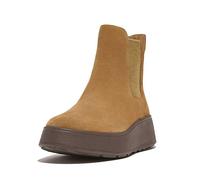FitFlop F-Mode Tan 2-Tone Elastic Suede Flatform MicrowobbleboardTM Midsole Chelsea Boots Light Tan