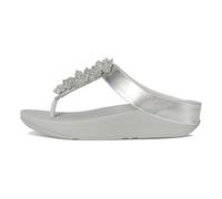 FitFlop Women's Fino Bauble-Bead Toe-Post Sandals Wedge, Silver, 4 UK
