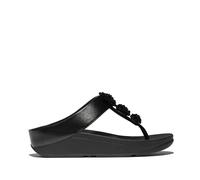 Fitflop Fino Beadie-button Womens Toe Post Sandals Metallic Black Leather - Size UK 4