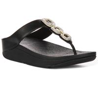 Fitflop Fino Crystal Chain Toe Post Leather Womens Sandals In Black UK 3 - 8
