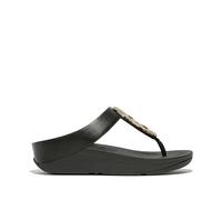 Fitflop Women's FINO Crystal-Chain Leather Toe-Post Sandals, Black, 4 UK