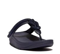 FitFlop Fino Crystal-Cord Leather Toe Post Sandals, Midnight Navy, 5 UK