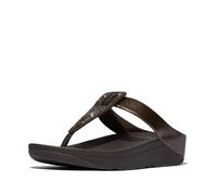 Fitflop Women's FINO Crystal Detail Toe-Post Sandals, Metallic Chocolate Brown, 4 UK