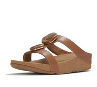 FitFlop Fino Marbled-Stone H-bar Slides, Deep Tan, 11