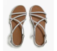 FitFlop FitFlop GRACIE CRYSTAL Womens Cross Strap Sandals Silver - UK 8 - Silver