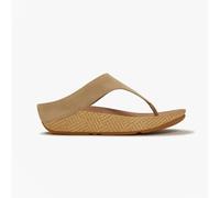 FitFlop Lulu Lux Graphic-weave Suede Toe-post Sandals, Cappuccino, 6