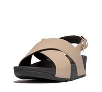 fitflop FitFlop Women's Lulu Cross-Back Strap Sandals-Leather Wedge, Latte Beige, 6 UK